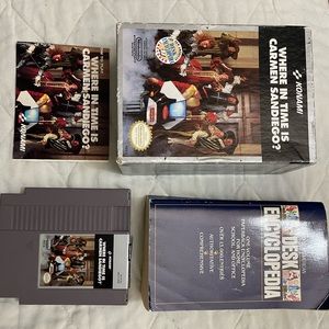 Nintendo NES Where In Time Is Carmen Sandiego Complete w/ Box & Encyclopedia